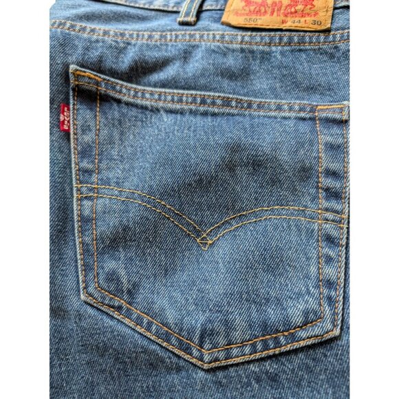 Levis 550 Relaxed Fit Mens Denim Jeans W44 L30 Blue Cotton Straight Leg - Picture 3 of 5